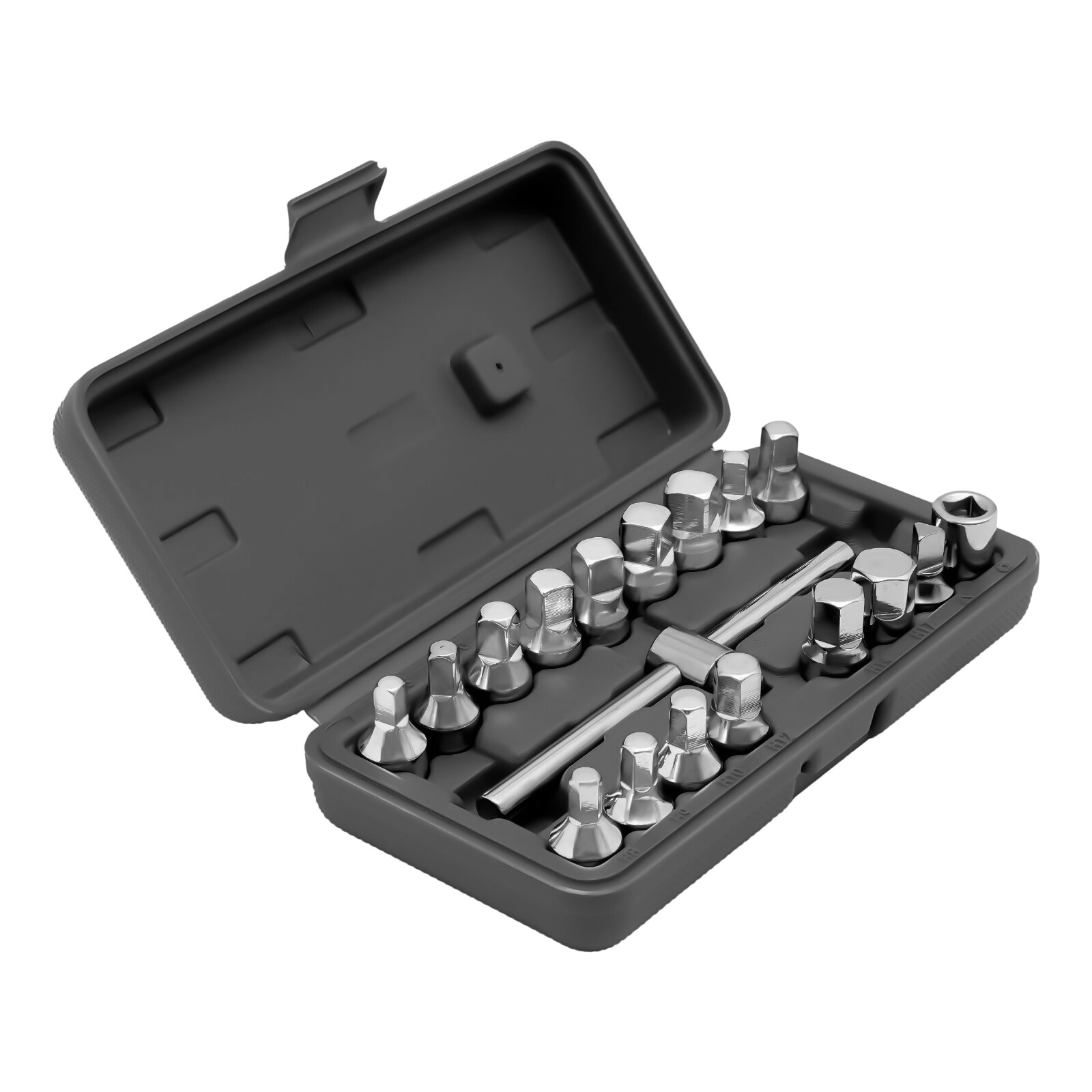 18pcs Oil Drain Pipe Plug Square Triangle Socket 3/8» Drive Removal Tool Set