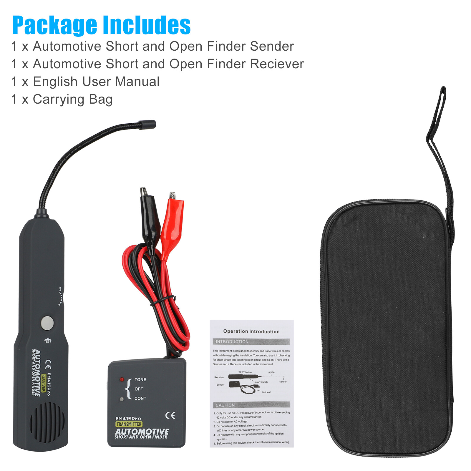 Automotive Open and Short Circuit Tester DC 6-42V Car Wire Cables Tracker Tool