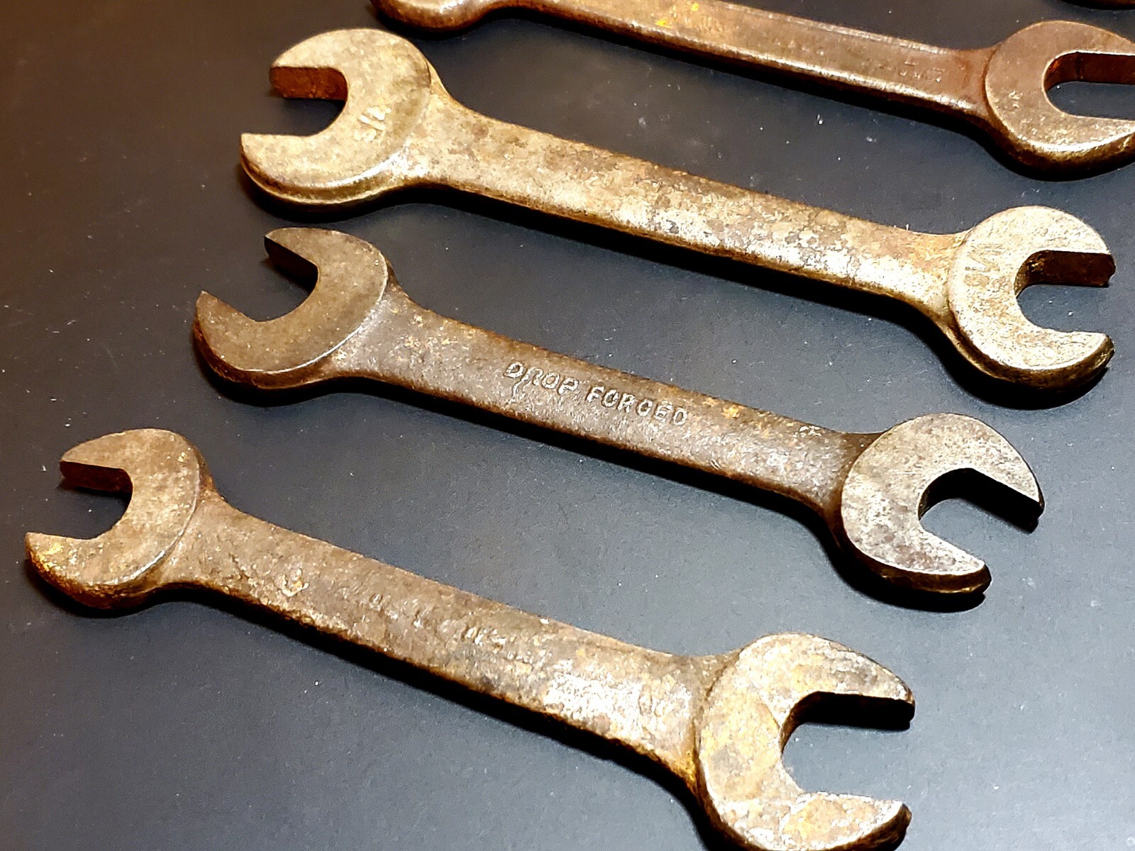 Vintage 20s-50s Open End Asst’d Wrenches Set of 8 Made in the USA Forged Steel