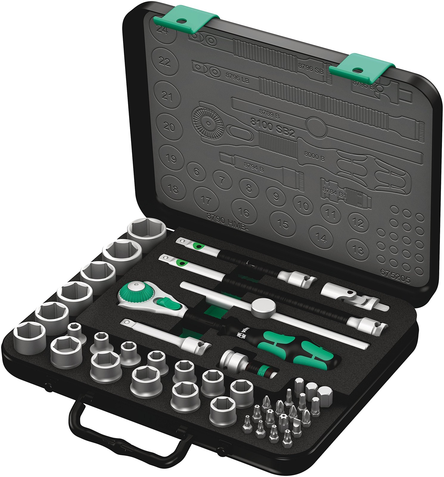 Wera 8100 SB 2 Zyklop Speed Ratchet, Sockets, Bits and Accessories Set, 3/8″ Dri