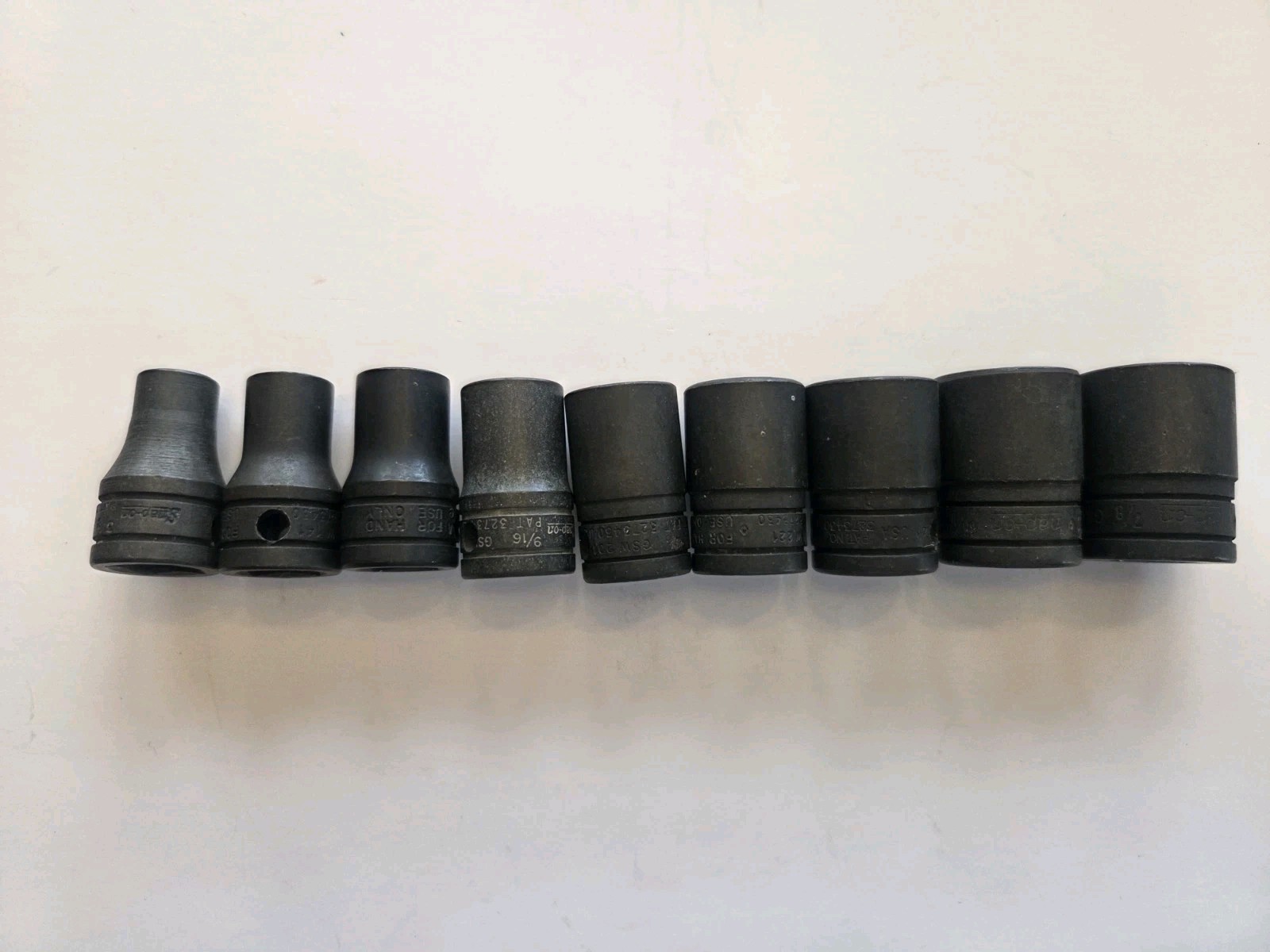 Snap On Tools 9 Piece 1/2″ Drive Industrial Finish 12 Point SAE Socket Set NICE