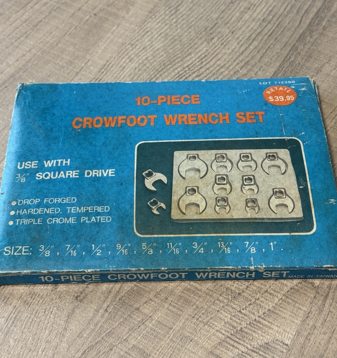 Vintage Crowfoot Wrench Set 10 Piece 3/8″ Square Drive Drop forged 3/8”-1” New!