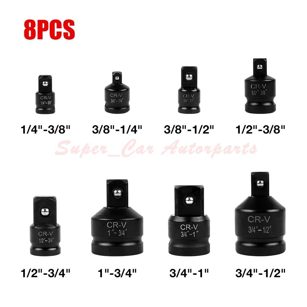 8Pcs Impact Socket Reducer Adapter Set Convertor Adaptors 1/4″ 3/8″ 1/2″ 3/4″ 1″