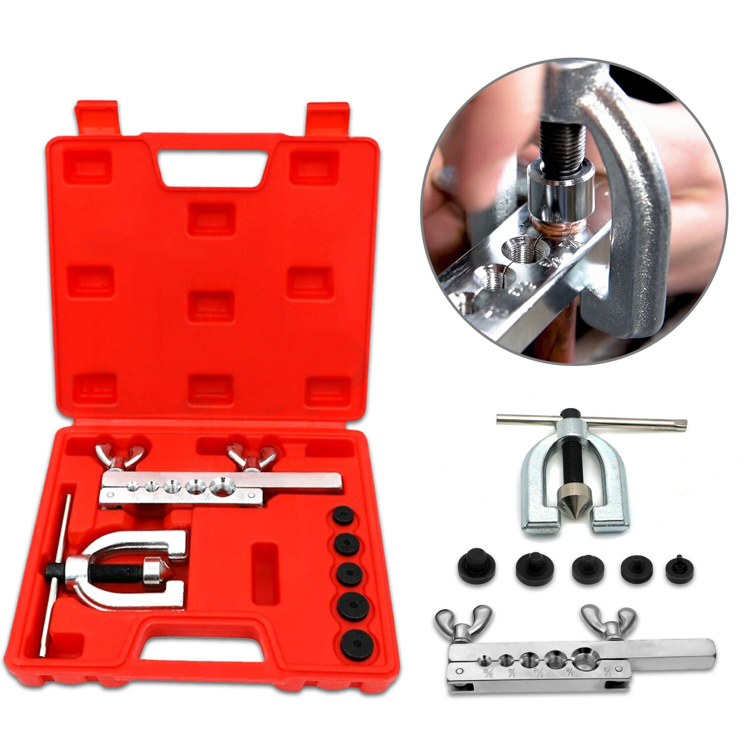Double Flaring Copper Aluminum Soft Steel Brake Line & Brass Tubing Tool Kit