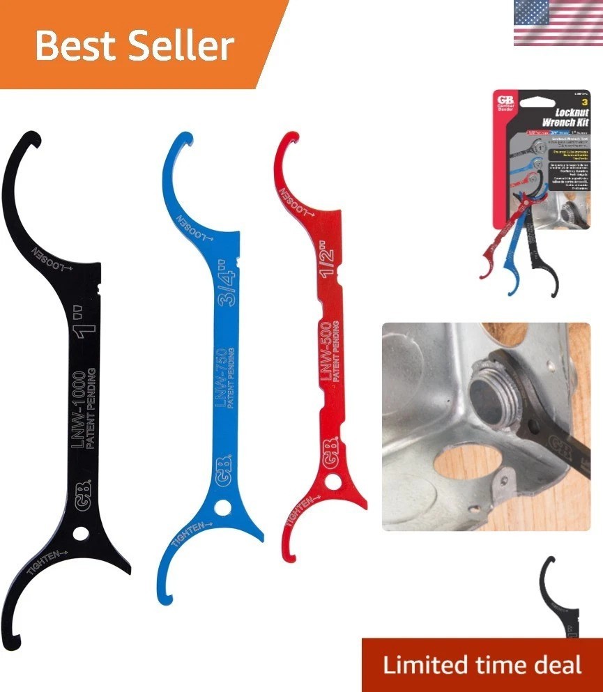 Gardner Bender 3-Piece Locknut Wrench Set – Durable Alloy Steel, Assorted Colors