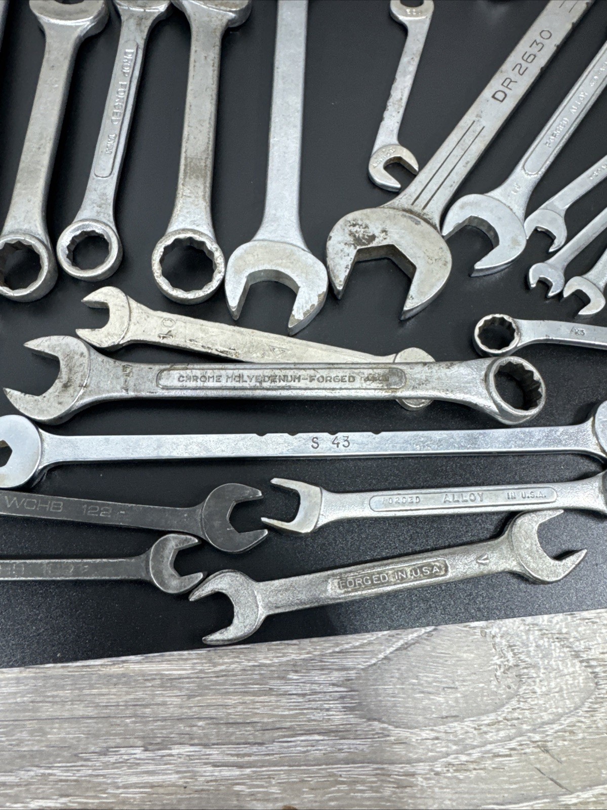 Vintage Lot of 33 Assorted Wrenches Tools Craftsman, Mac, Dunlap,Powr-Kraft,More
