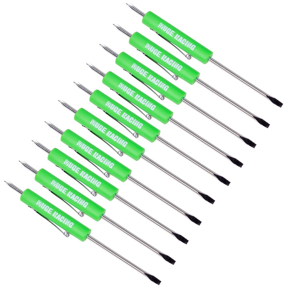 Green 10PCS Mini Pocket Screwdriver Flat Head Tip with Phillips Top Pocket Clip