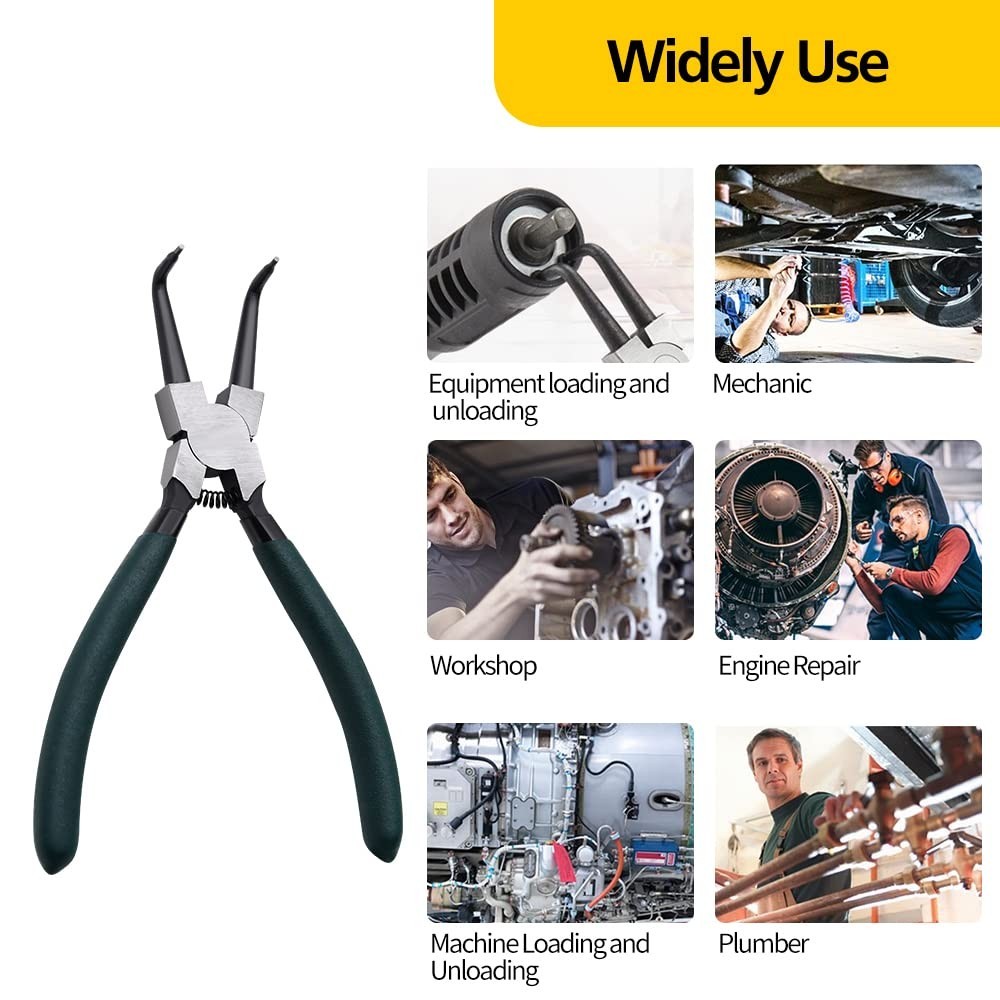 4pcs Snap Ring Pliers Set – 7″ Heavy Duty Internal/External Circlip Kit, Spring