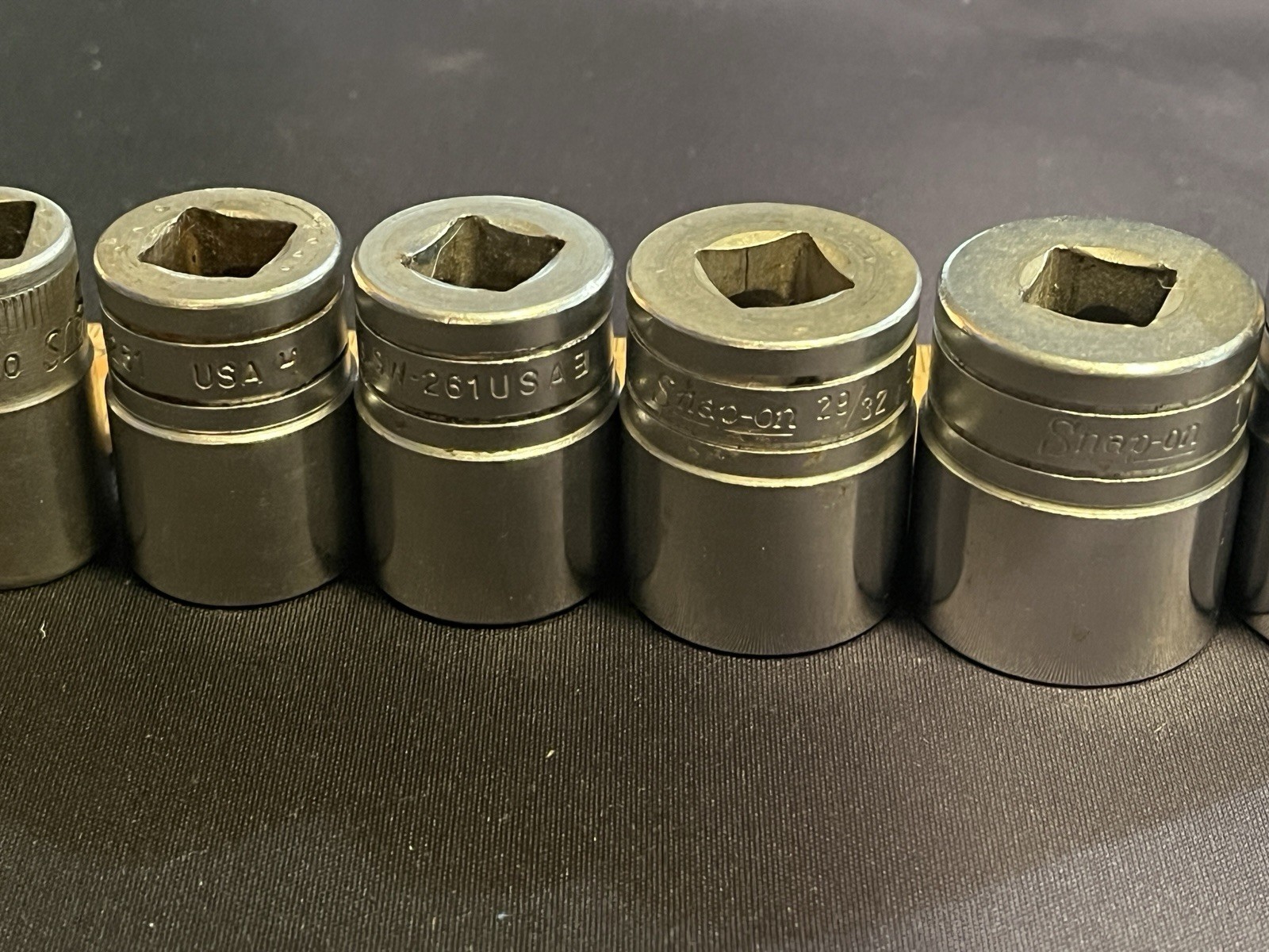 Snap On Tools SAE 1/2 Drive 12 Point Shallow Socket Lot Of 6