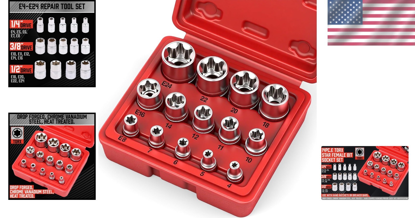 Sedy 14-Piece E-TORX Socket Set – Chrome Vanadium Steel