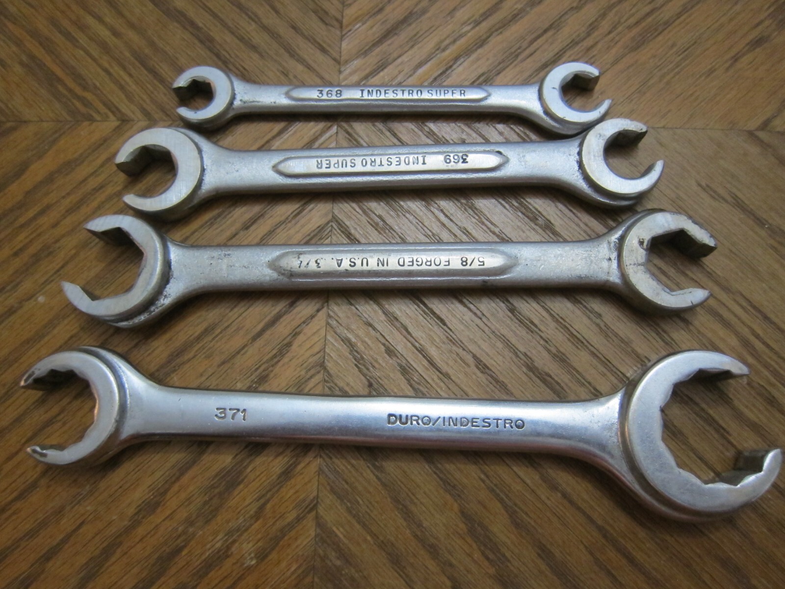 Indestro Flare Nut Wrench Set Vintage USA 1» 3/4, 5/8 3/4, 9/16 1/2, 3/8 7/16