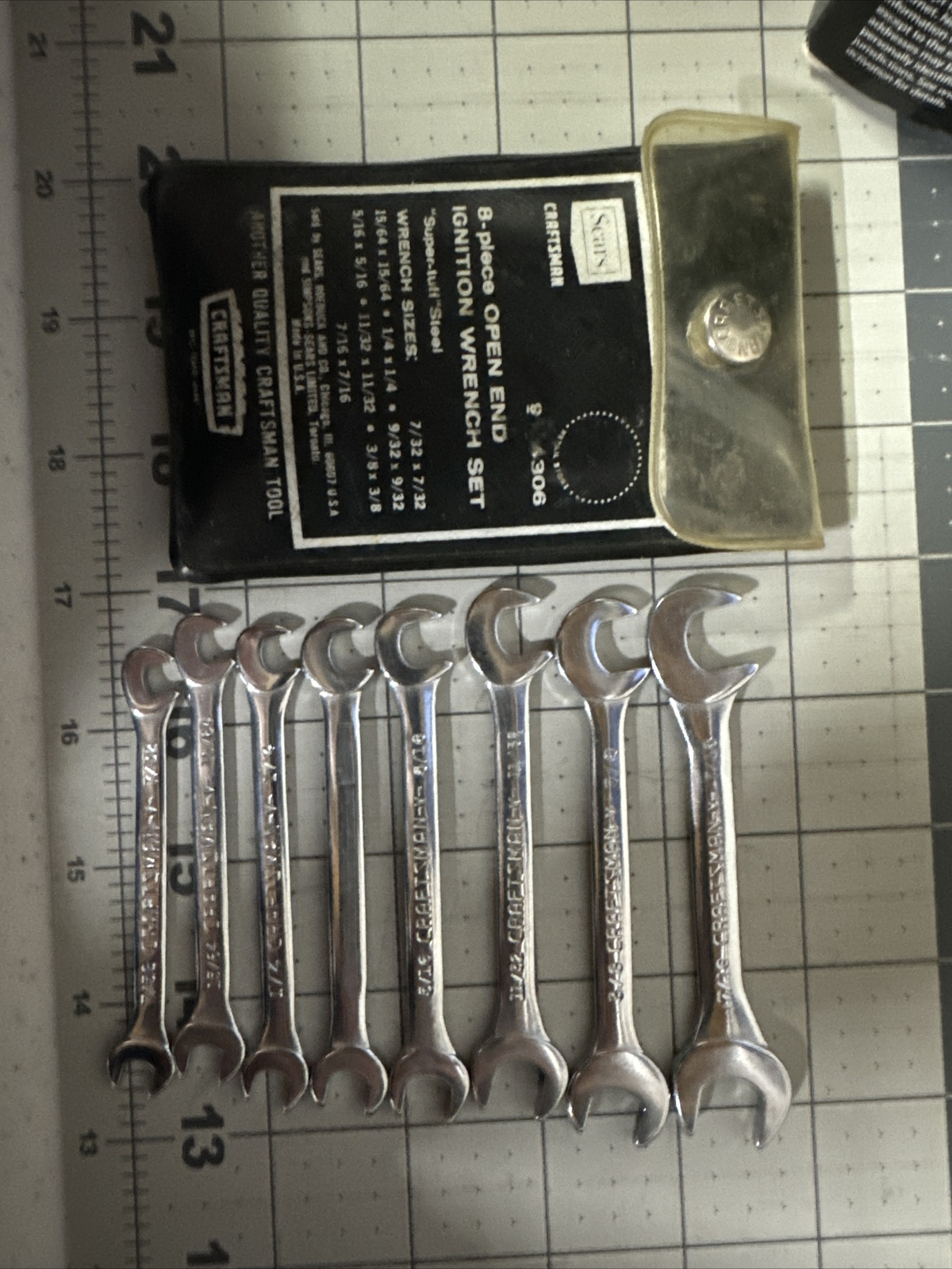 Sears Craftsman 8pc SAE 9-4306 Open End Ignition Wrench Set USA Vintage