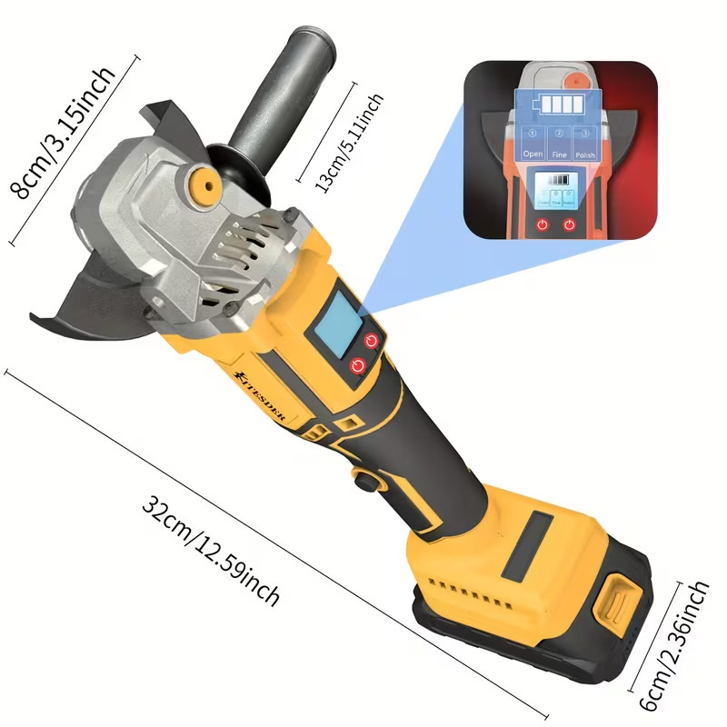 Cordless Brushless Angle Grinder 11000RPM Multi Tool Cutting Grinding Polishing