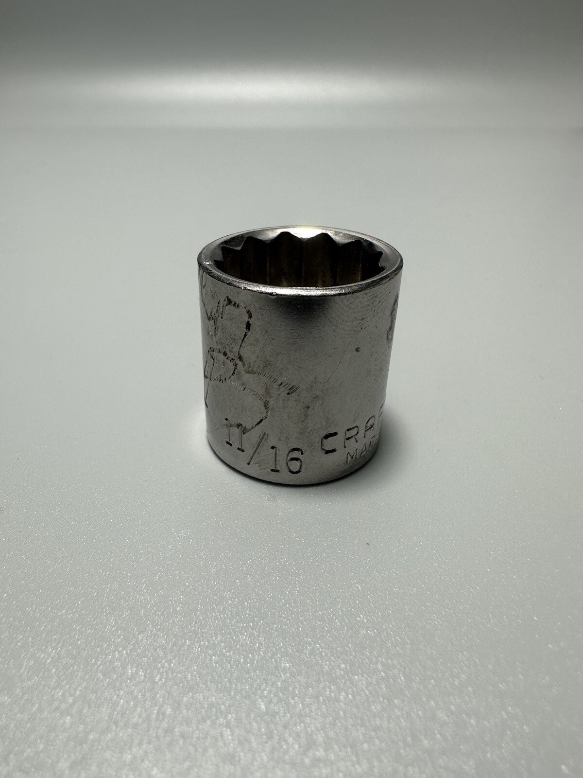 Vintage Craftsman 11/16″ Shallow Socket 3/8″ Drive Model G1 44336 USA 12 Point