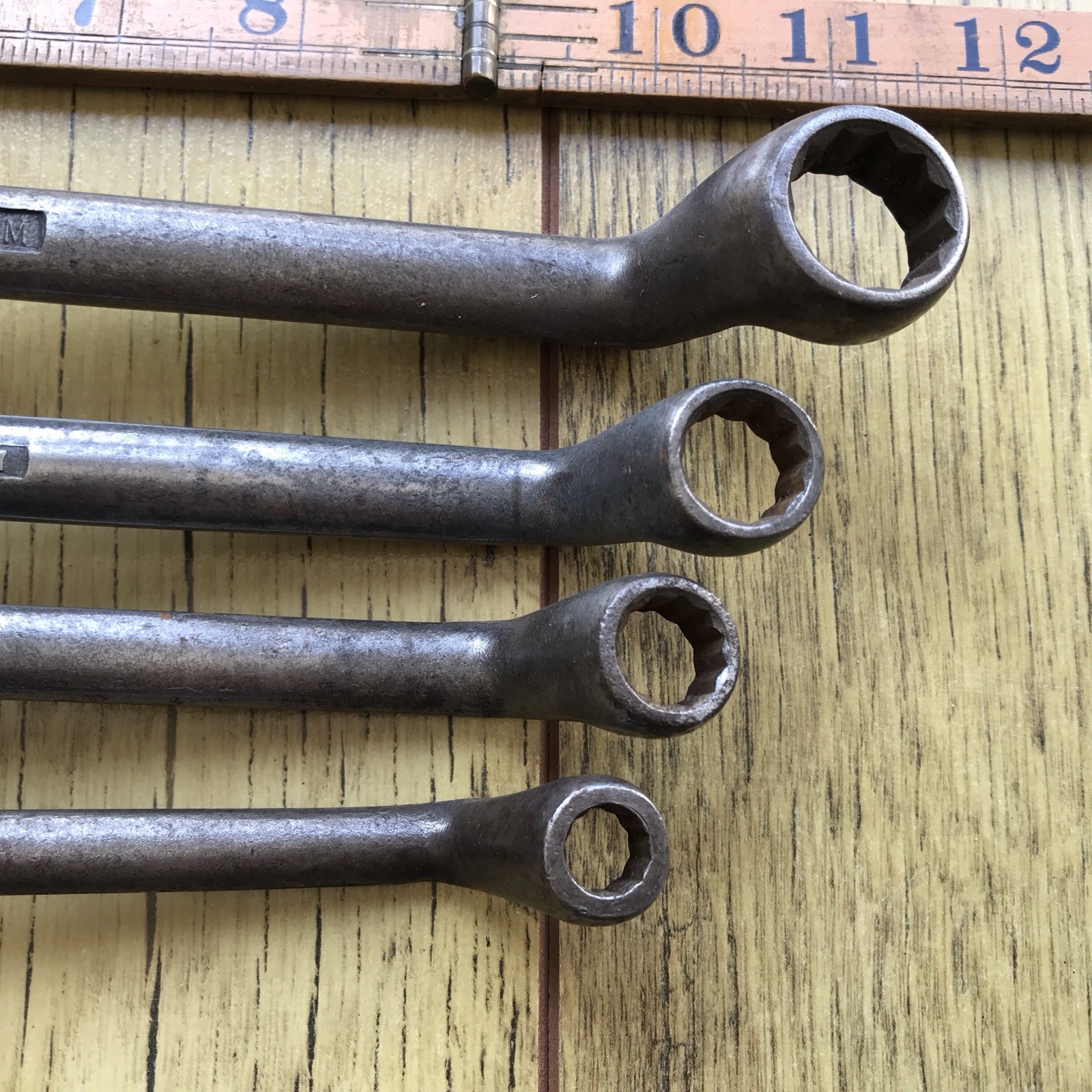 4 Vintage Bedford 1950s Ring Spanner’s 7/16” To 1/8” Whitworth. No 4.