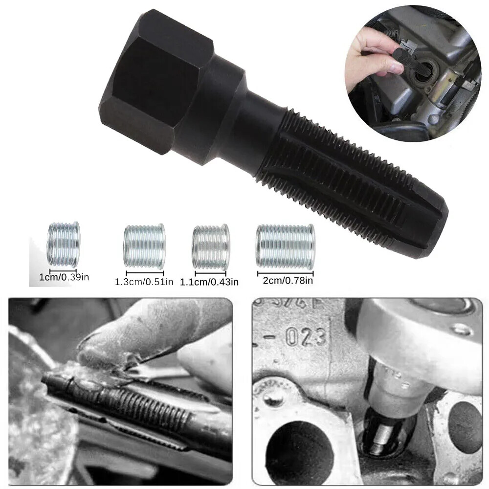 14mm Spark Plug Rethread Thread Repair Kit Helicoil Reamer Tap Tool w/ 4 Inserts