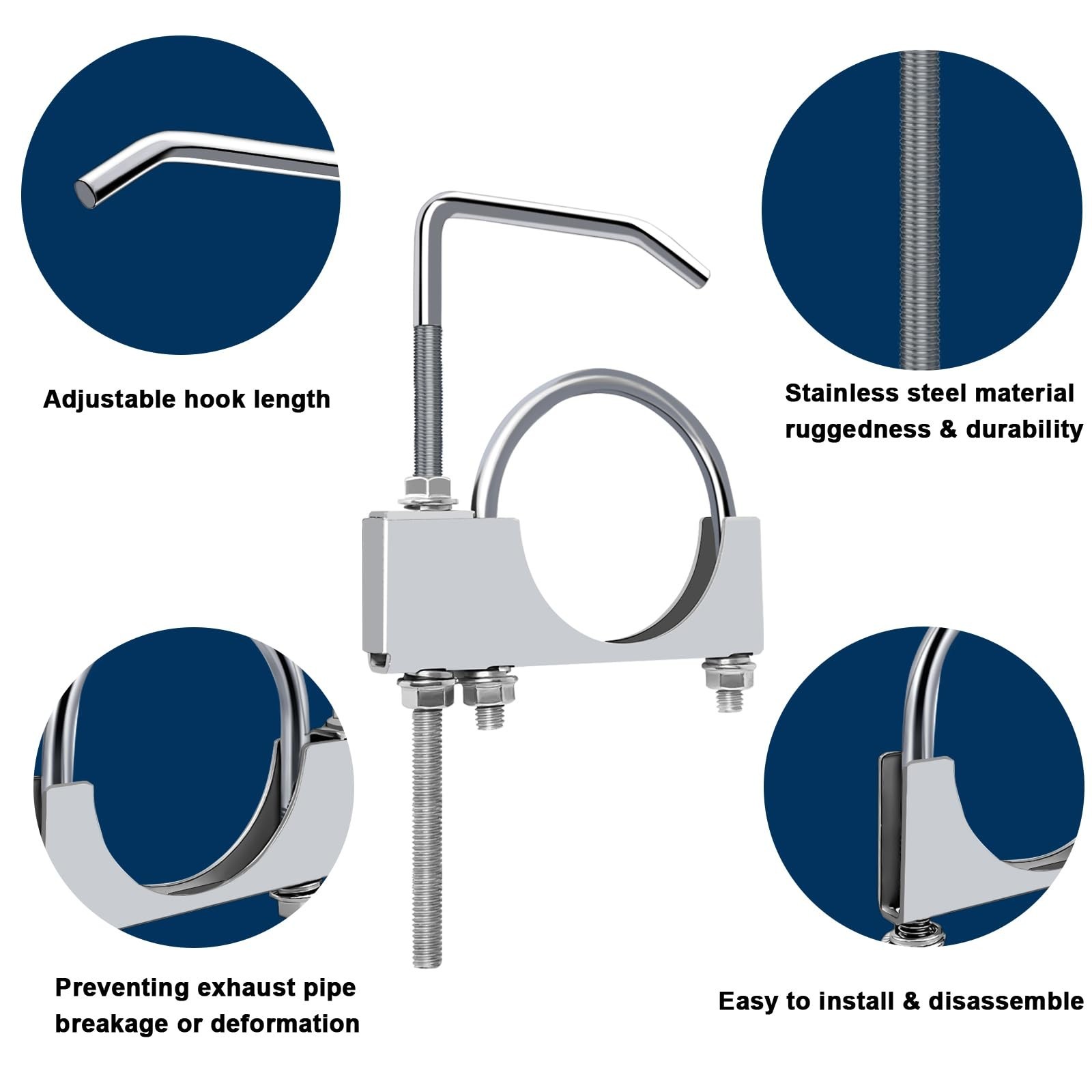 Universal 2.5″ Exhaust Hangers, Stainless Steel Exhaust Clamp with Hanger Rea…