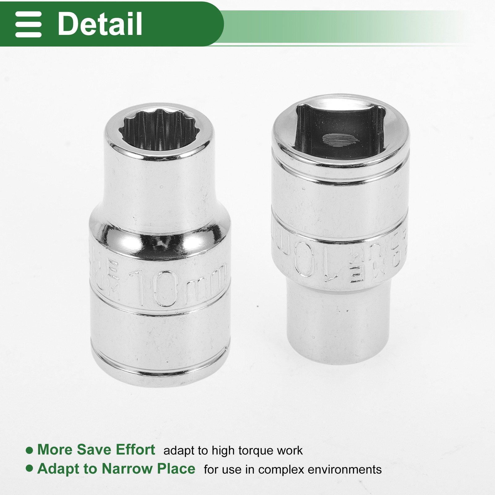 Universal 1/2 Inch Drive Impact Socket 10mm 12 Point Chrome Vanadium Steel 1 Pc