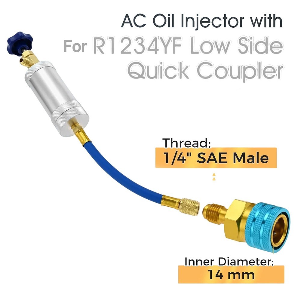 1/4 SAE Female Male Oil Injector Kit for R134A For R1234YF Air Conditioning