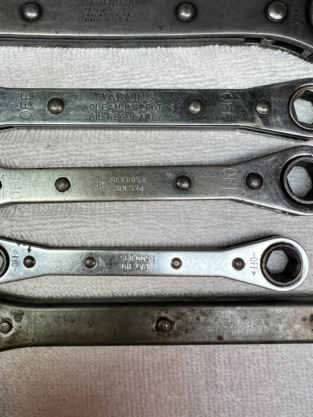 Snap on/KD-51/VACO/Unknown box end wrenches ratcheting.