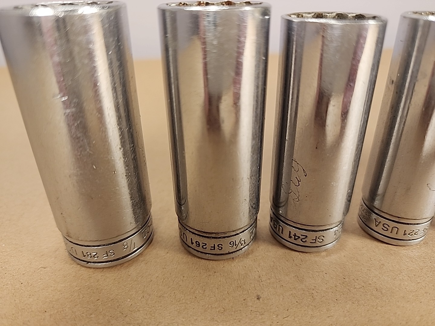 Snap-on Tools 8pc 3/8″ Drive SAE 12pt Deep Standard Sockets SF081-SF241