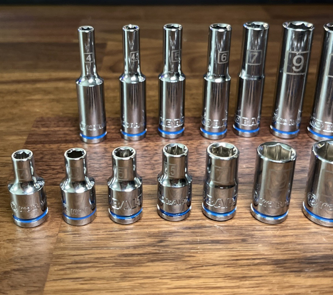 NEW Kobalt 18pc Socket Set 1/4″ 6pt Metric Deep & Shallow Size Range 4-14mm