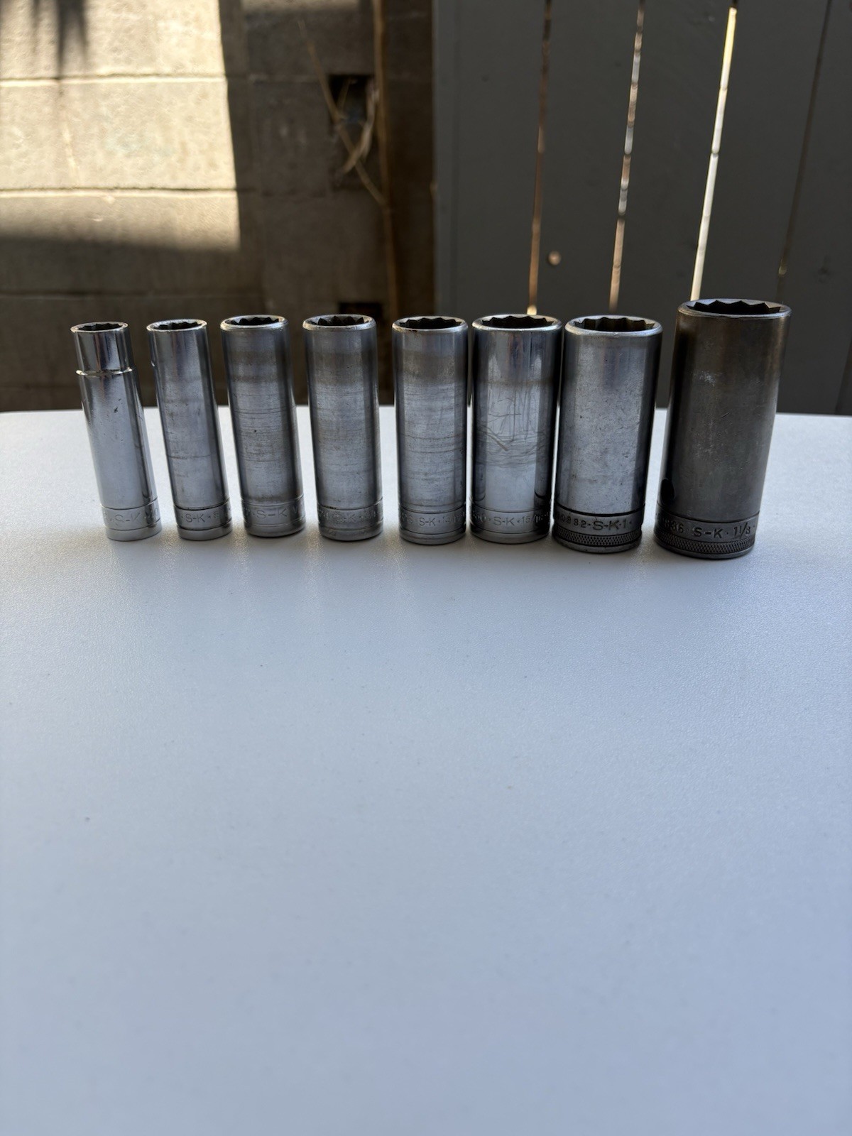 Vintage SK Tools 1/2” Drive 12pt Deep Sockets Set 40818-40836 USA 9/16” to 1-1/8
