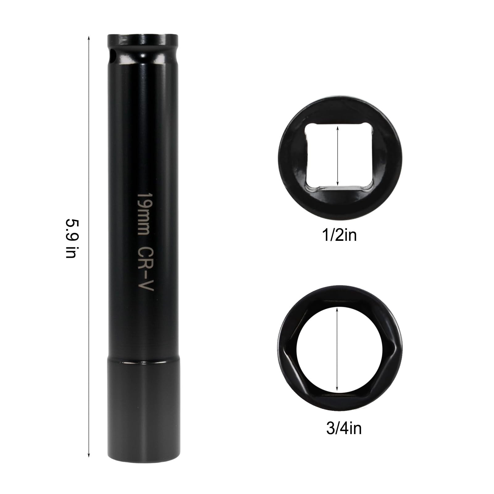 19mm Deep Impact Socket, 3/4″ Socket 1/2″ Drive Truck Cage Bolt 19mm-1pcs