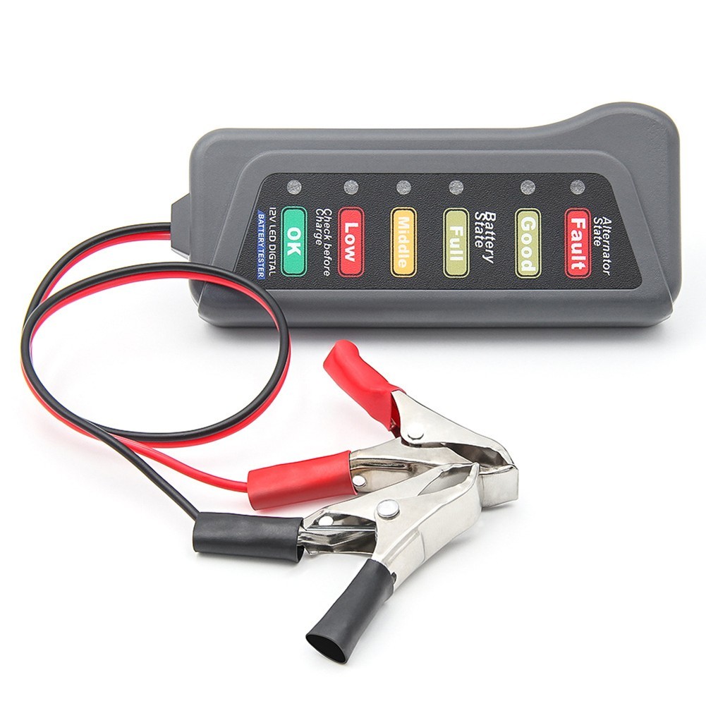 User Friendly 12V Car Tester with Two Testing Clips and LED Lights