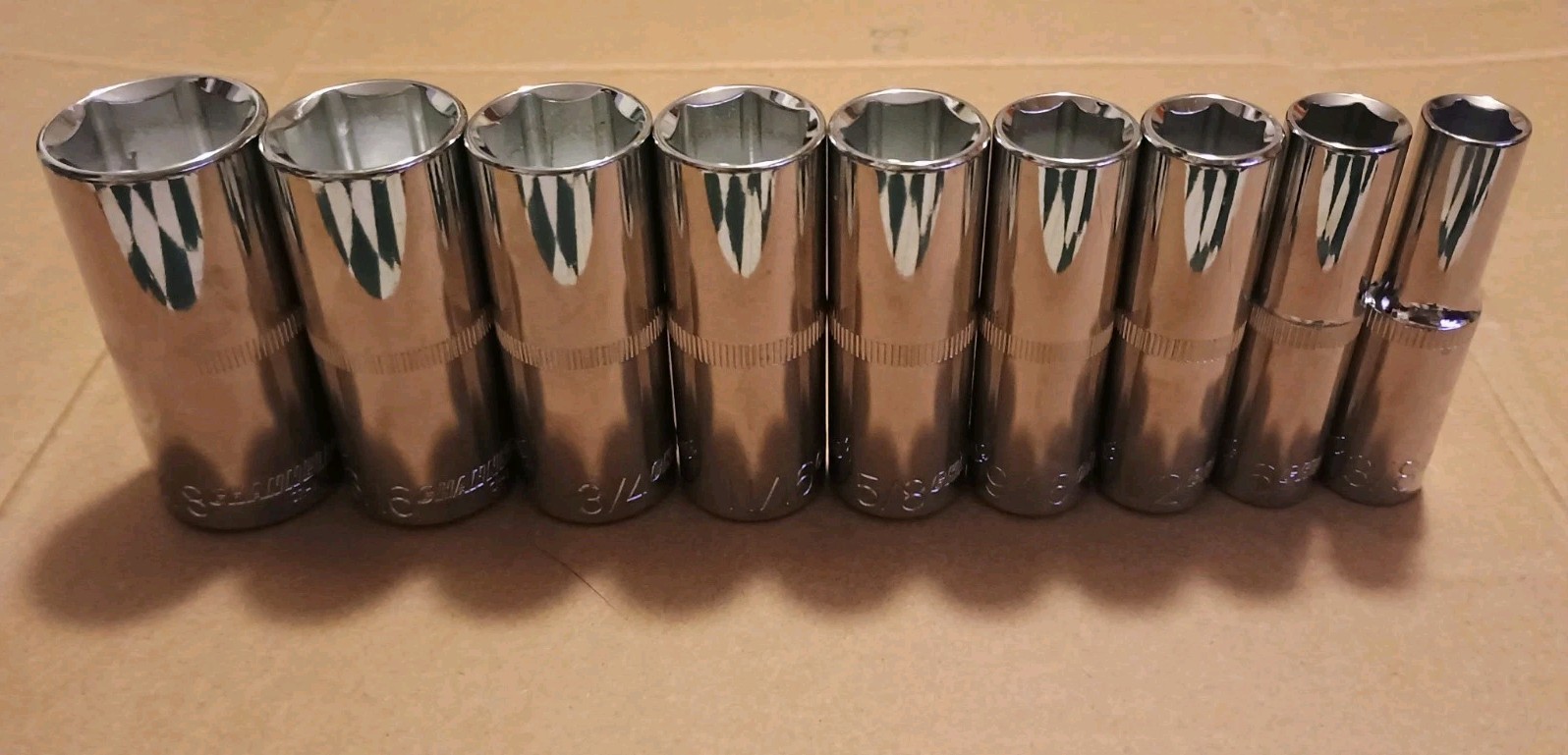 CHANNELLOCK 9 Piece SAE 6 Point Deepwell Socket Set For 3/8″ Inch Drive