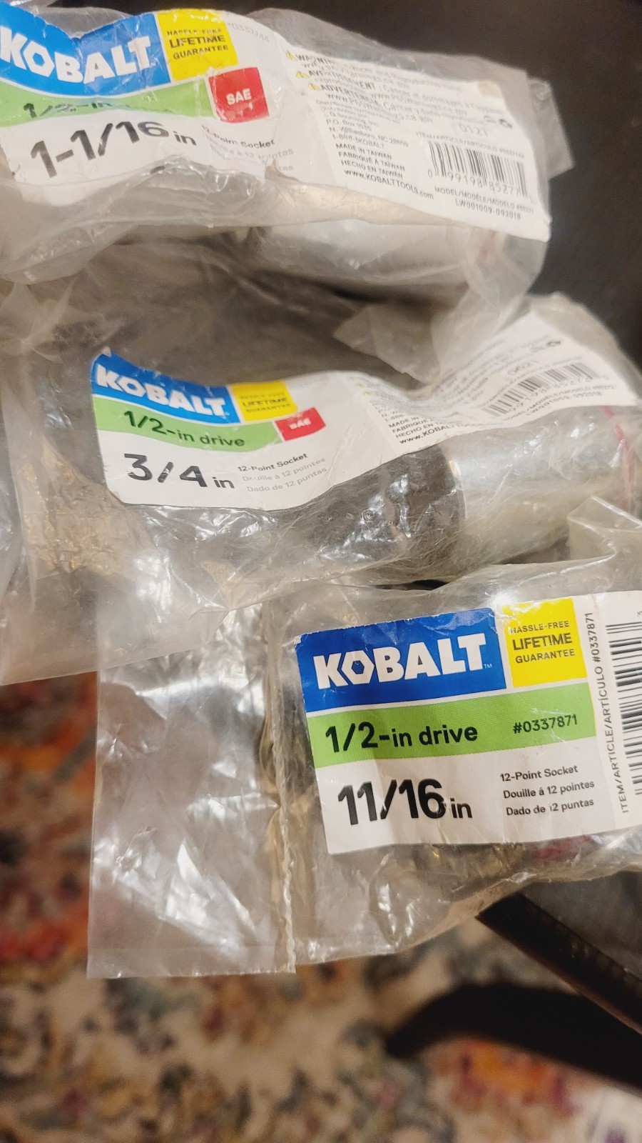 New Kobalt SAE 1/2″ Drive 12 Pt. Sockets Std Depth Multiple Sizes Available