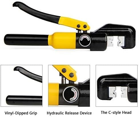 10 Tons Hydraulic Crimping Tool Battery Cable Lug Terminal Yellow, Black