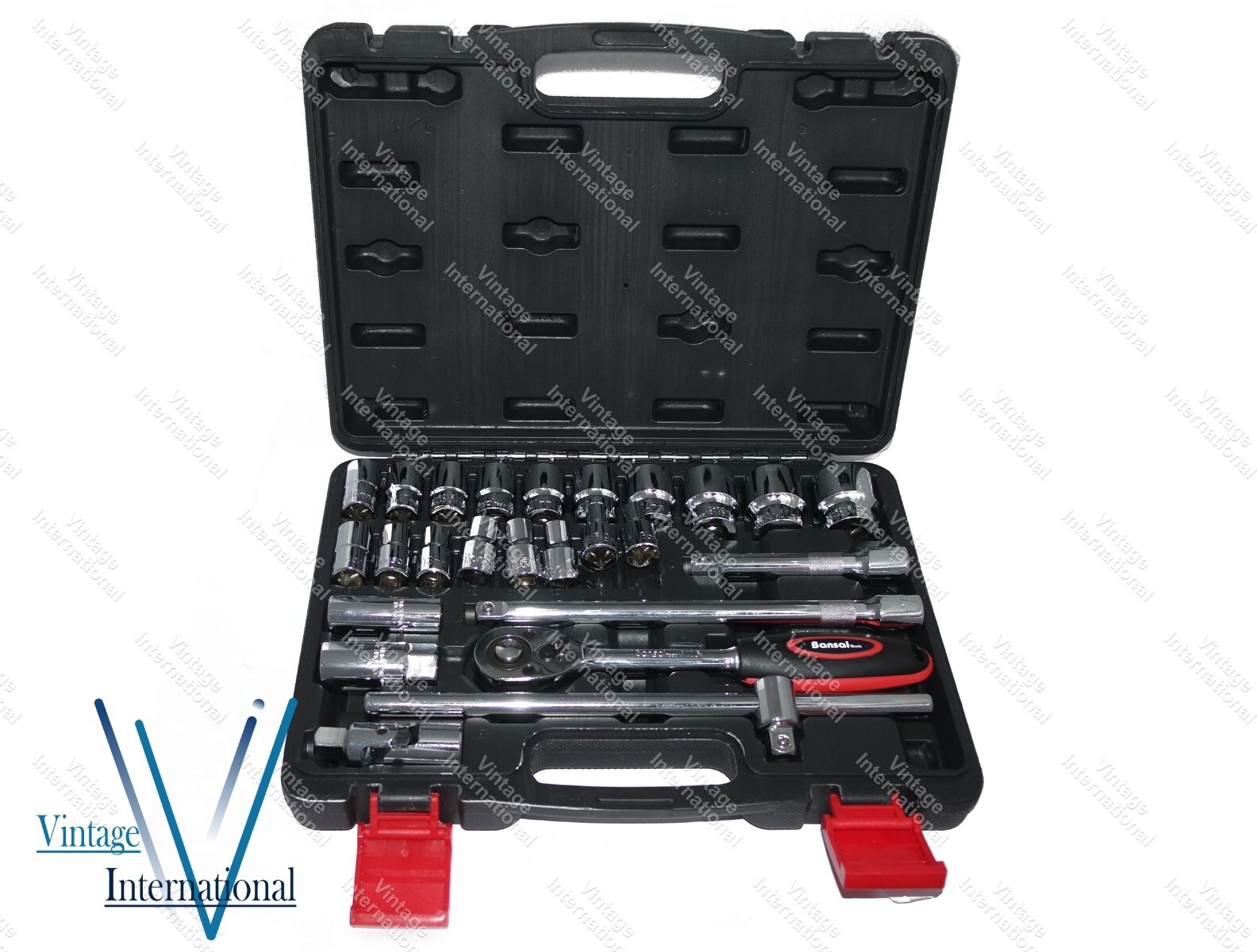 1/2″ Inch Square Drive Hex Bi-Hex 6 point Socket Set 25 Pcs. @US