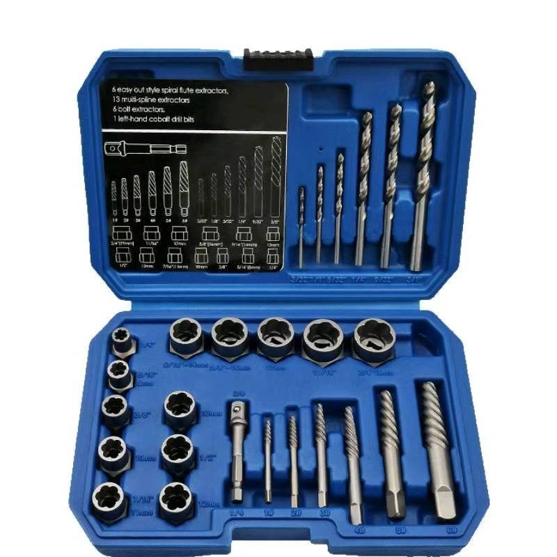 Screws Bolt Extractor Set W/Drill Bit Kit Lug Nut Extraction Sockets 26PCS