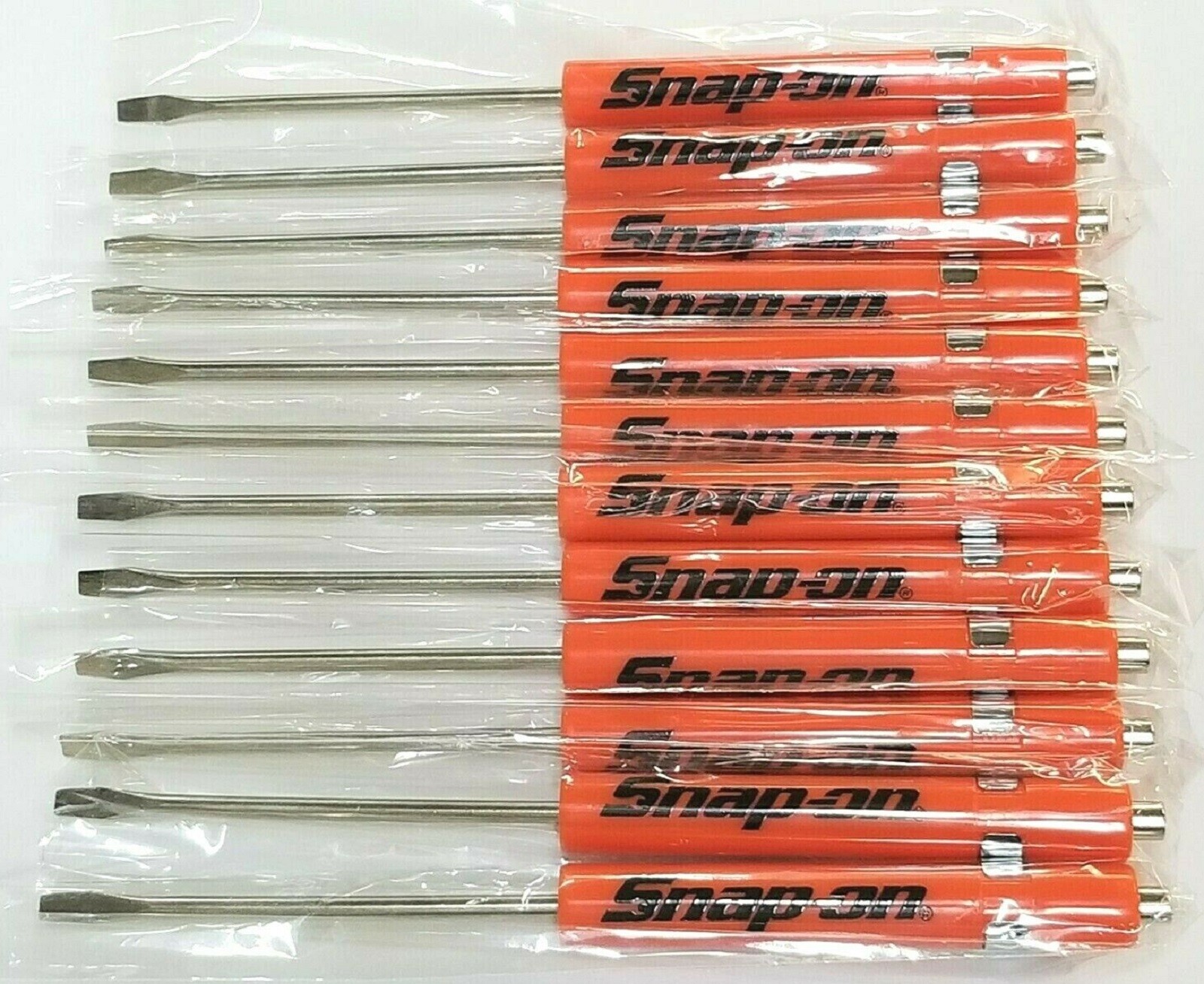 *NEW* 12 ORANGE Snap on Tools Flat Tip Pocket Screwdrivers w/Clip & Magnetic Top