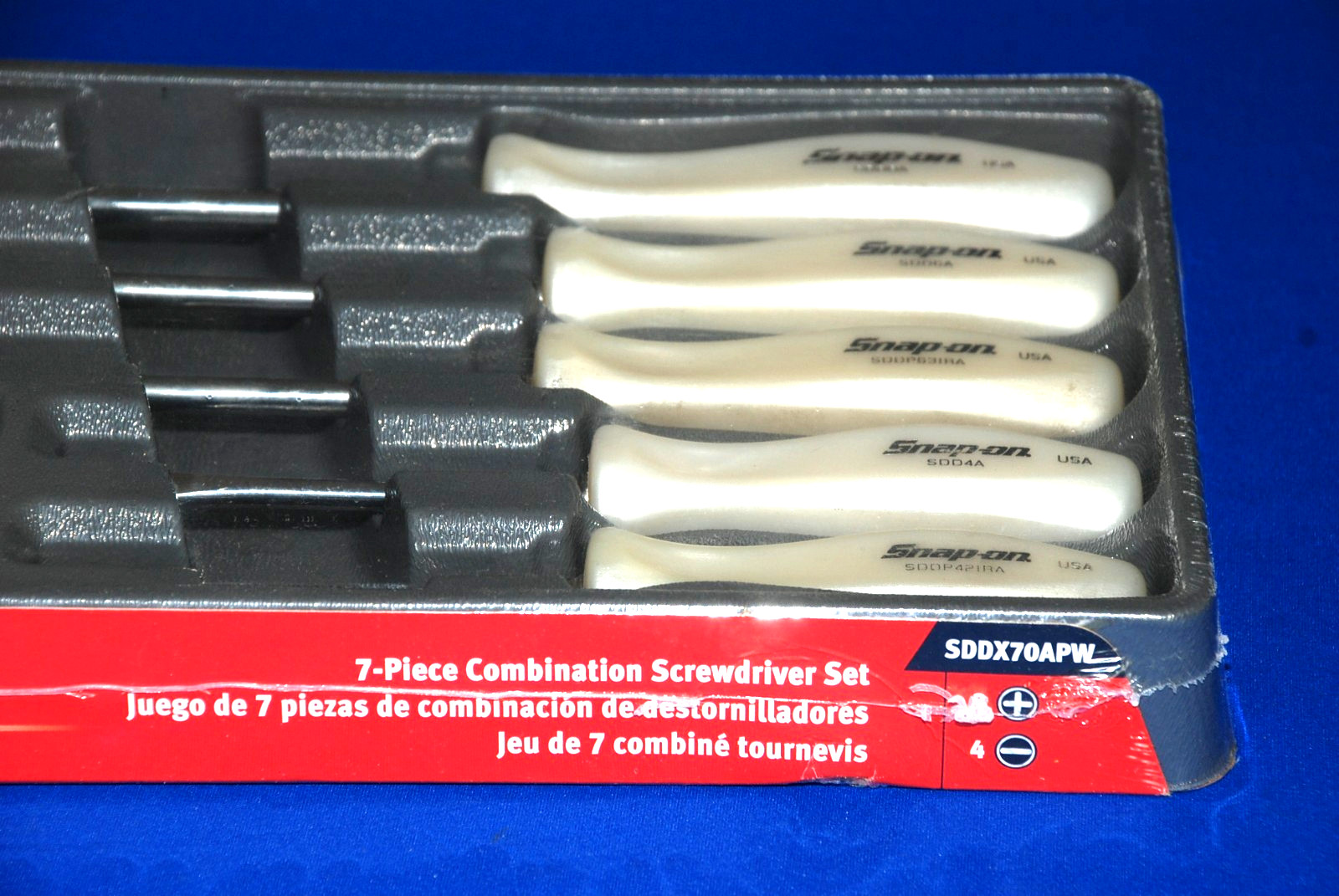 Snap-on NEW Ships FREE 7 Pc Pearl White Hard Grip Combination Screwdriver Set