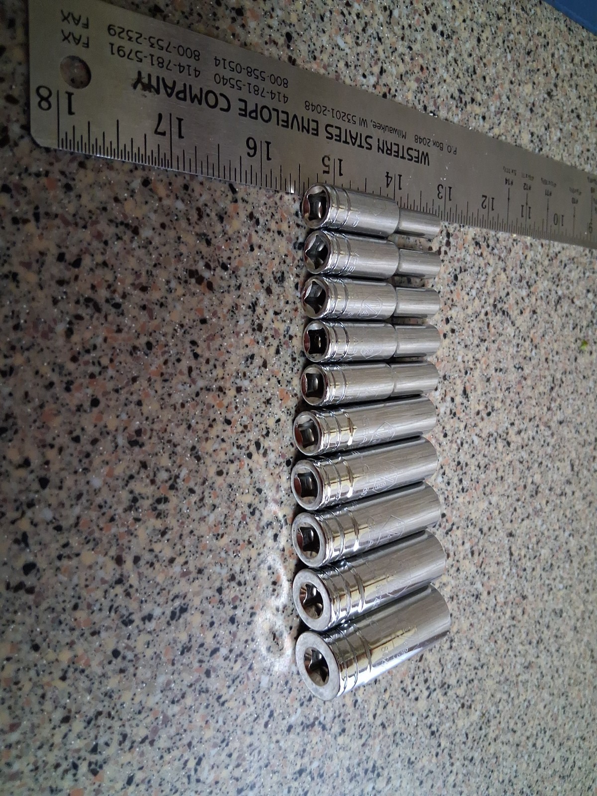10 pc Gearwrench Deep Well 12 Point 1/4 in Drive SAE Sockets