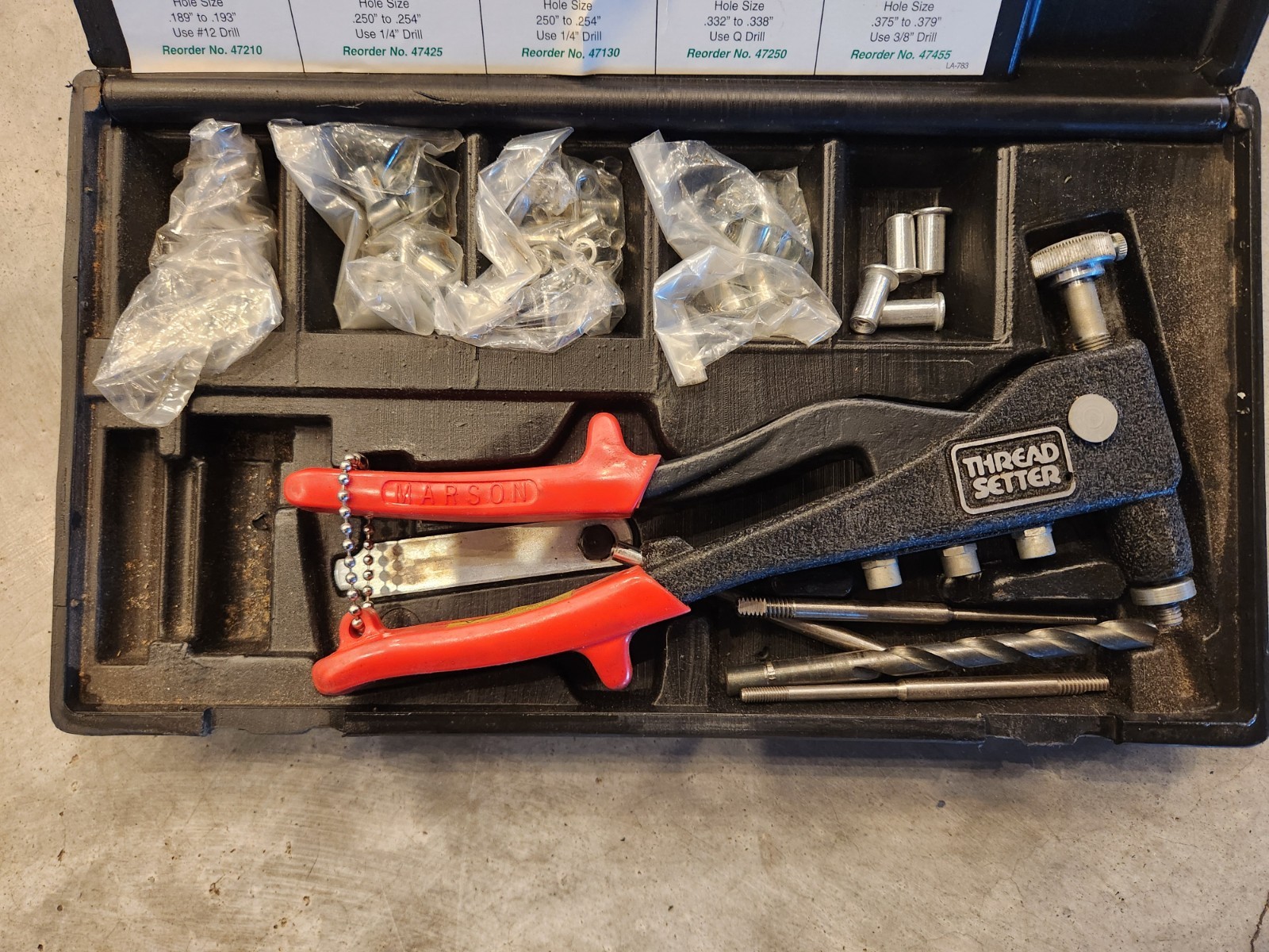 Marson Corp – Thread Setter Kit #34501 – Contains Steel & Aluminum Nuts – Used