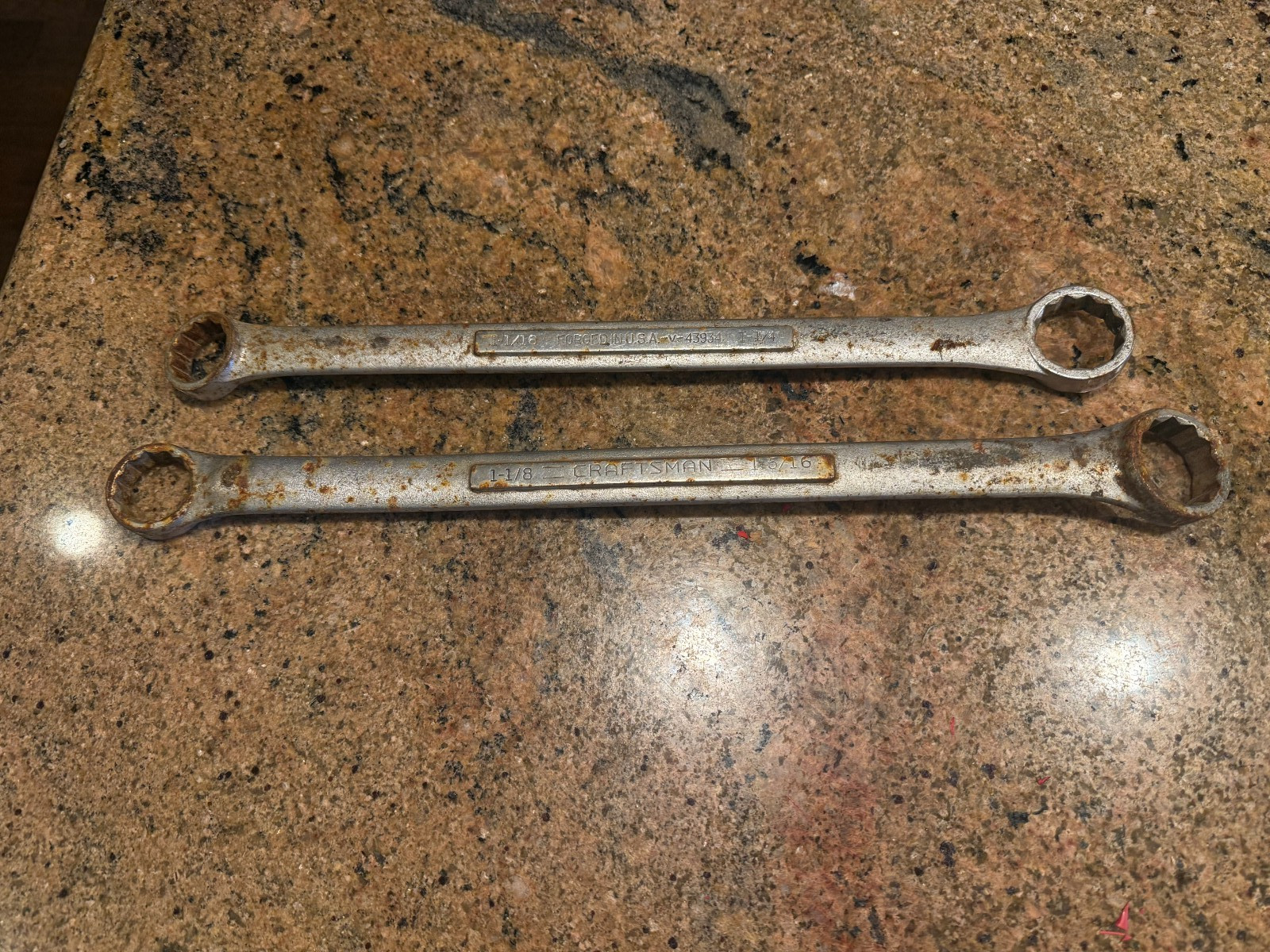 Qty=2 Craftsman VV 43935 12 point double Box End, Wrench 1-1/8 & 1-5/16 USA