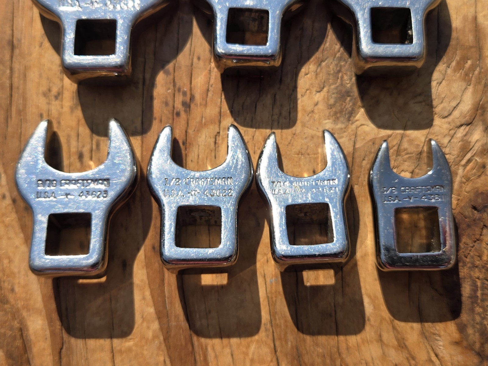 Vintage SEARS Craftsman USA 3/8″ Drive SAE 10pc 3/8″ to 1″ Crow Foot Wrench Set