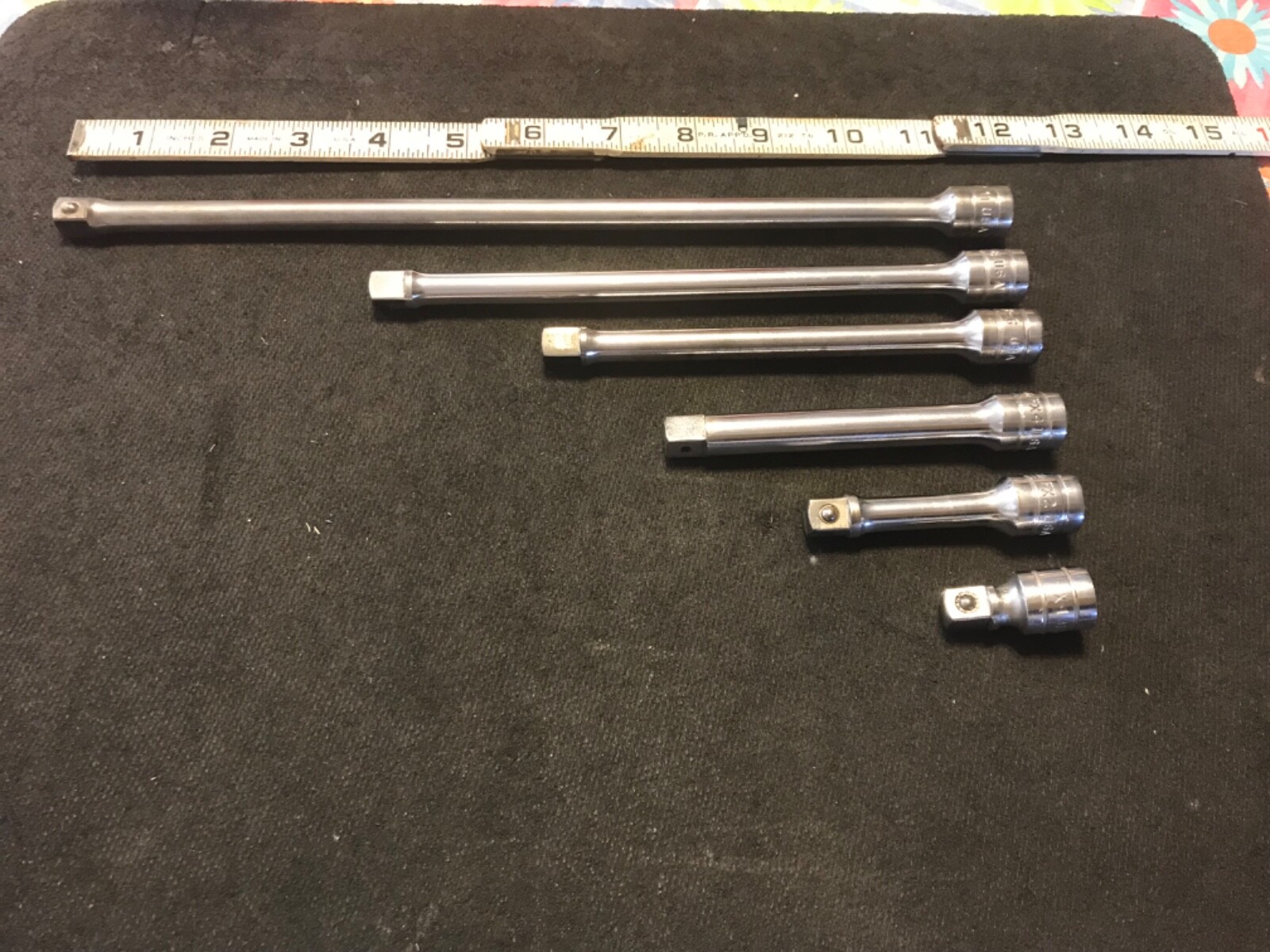 6 Piece Snap On Tools 3/8” Drive Extension Set 1-1/2”, 3”, 4-1/2”, 6”, 8”, 12”
