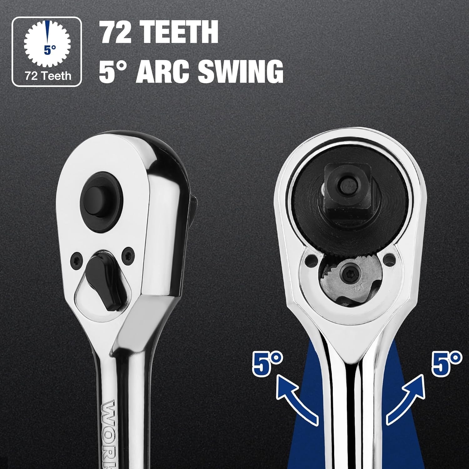 3/8-Inch Drive Ratchet, Quick-Release Reversible Ratchet Wrench, 72-Tooth 3/8…