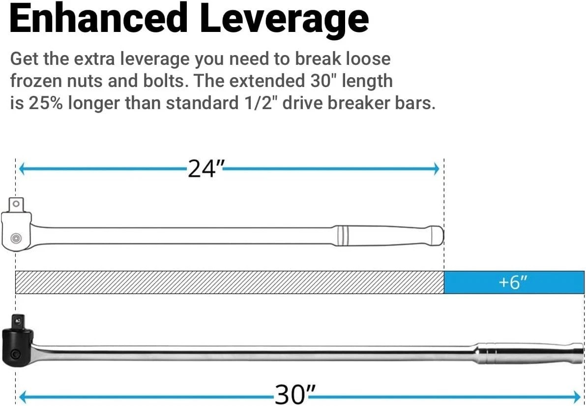 30-Inch Breaker Bar 1/2» Drive – Extended Leverage & Durability