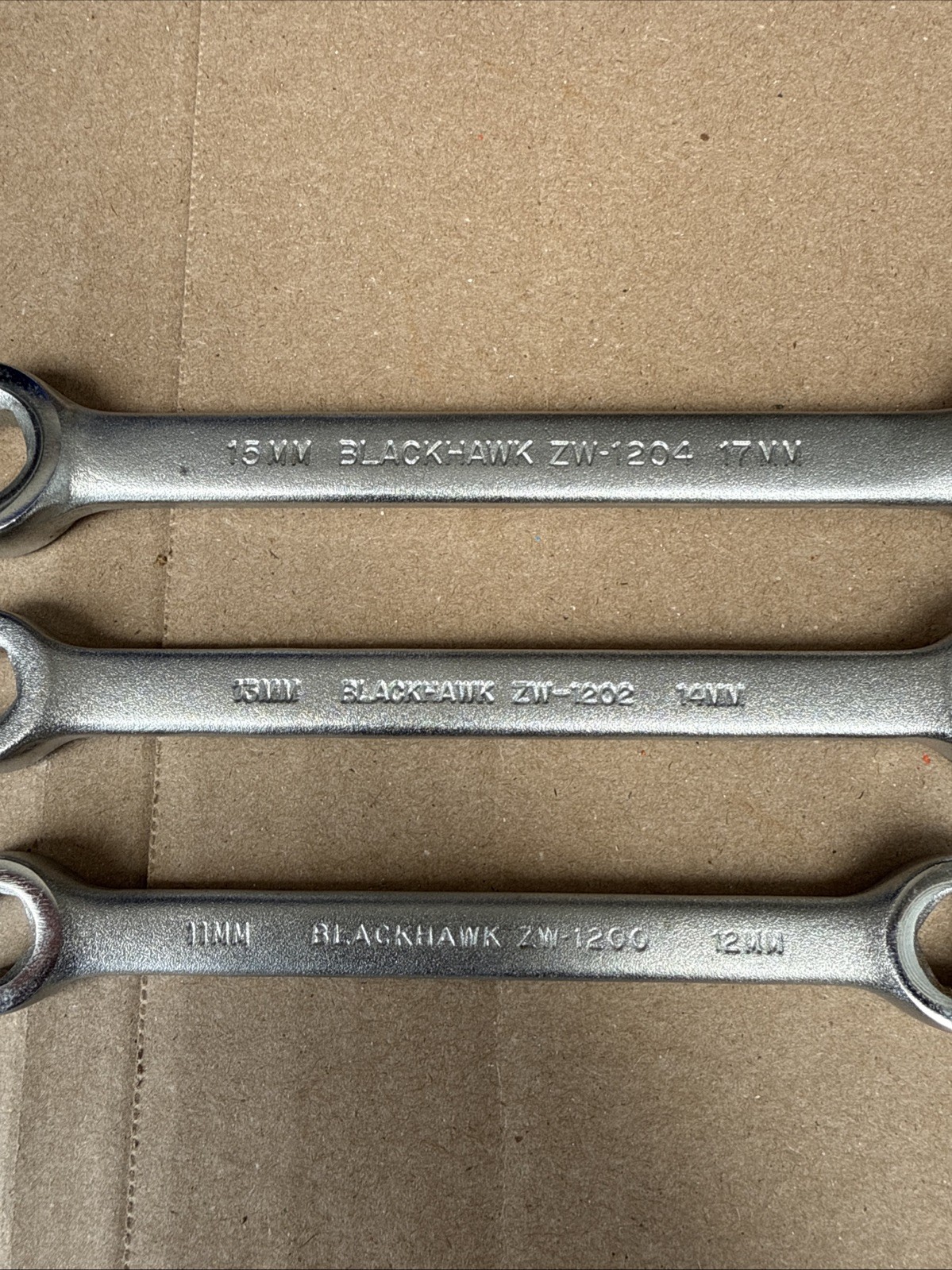 Blackhawk 3pc Metric Flare Nut / Line Wrenches 11mm – 17mm Satin Chrome USA NEW