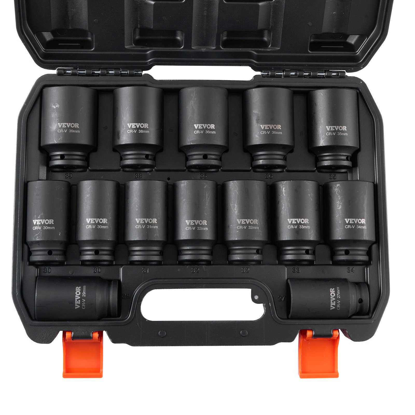 VEVOR Axle Nut Impact Socket Set 1/2″ Drive Deep 6+12-Point 14PCS Metric Socket