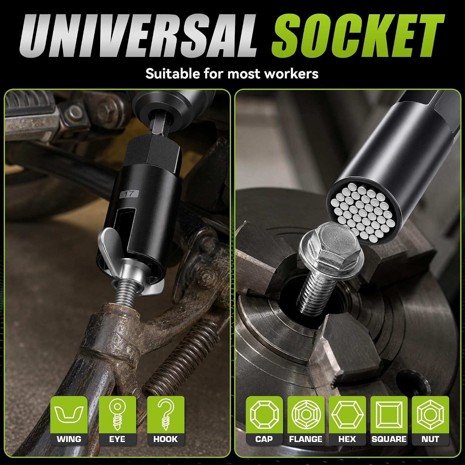 Magnetic Socket Set with Mini Ratchet Wrench, Extension Bars
