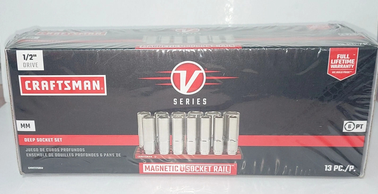 Craftsman V-Series 1/2″ Drive 10 Piece SAE Deep Socket Set CMMT17395V