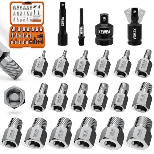 22 Piece 3/8 Drive Screw Extractor Set Stripped Bolt Remover Kit CR-MO with