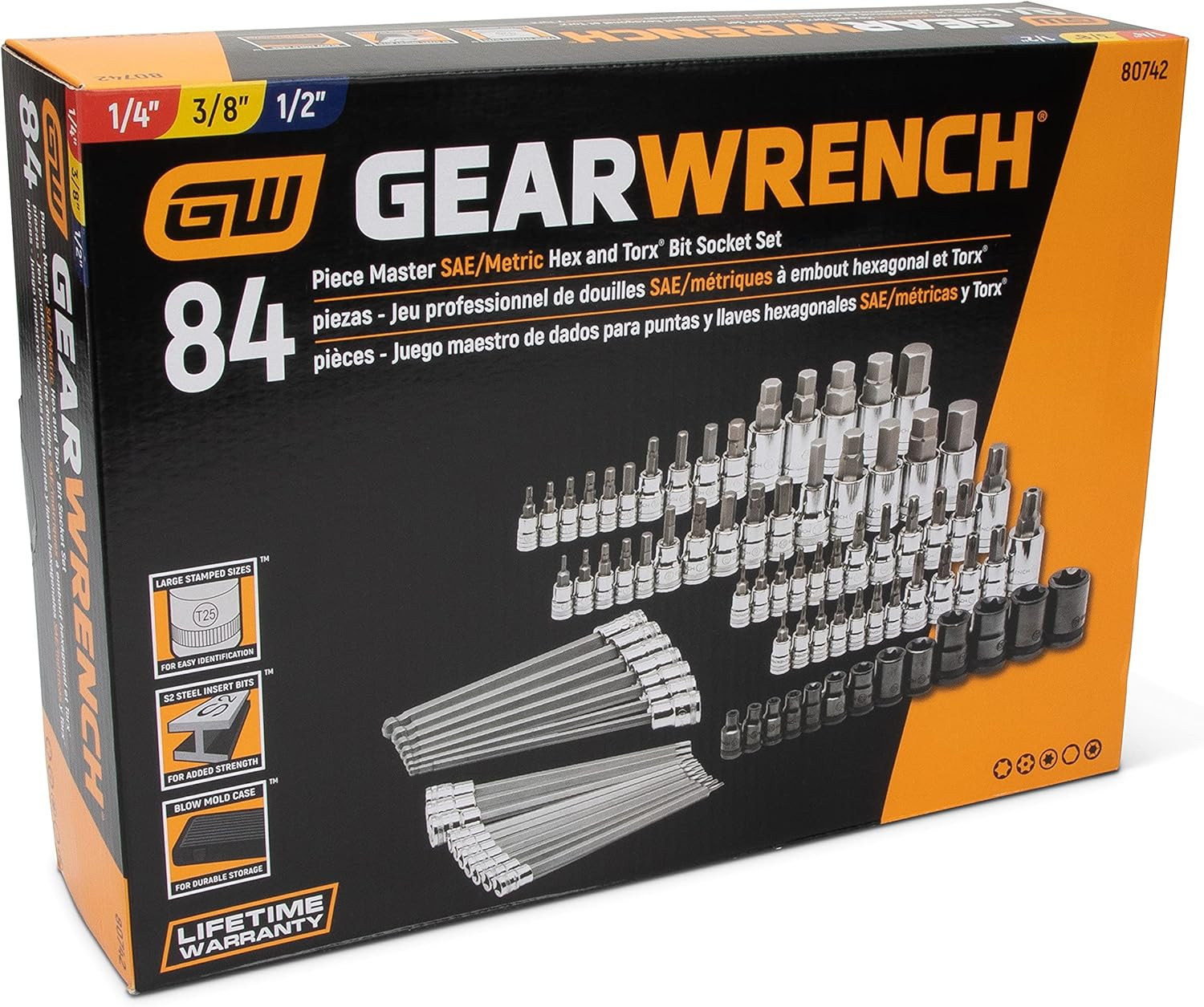 GEARWRENCH 84 Pc. Master SAE/Metric Hex And Torx Bit Socket Set – 80742