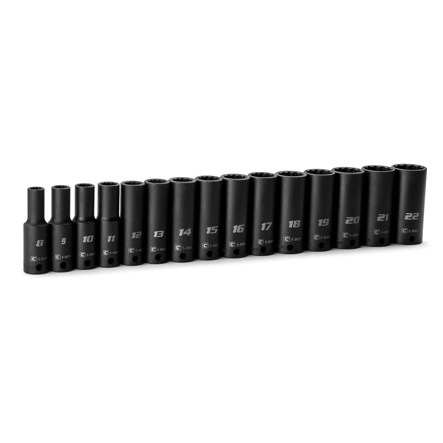 Capri Tools 3/8 in. Drive Deep Impact Socket Set, 12-Point, Metric, 15-Piece